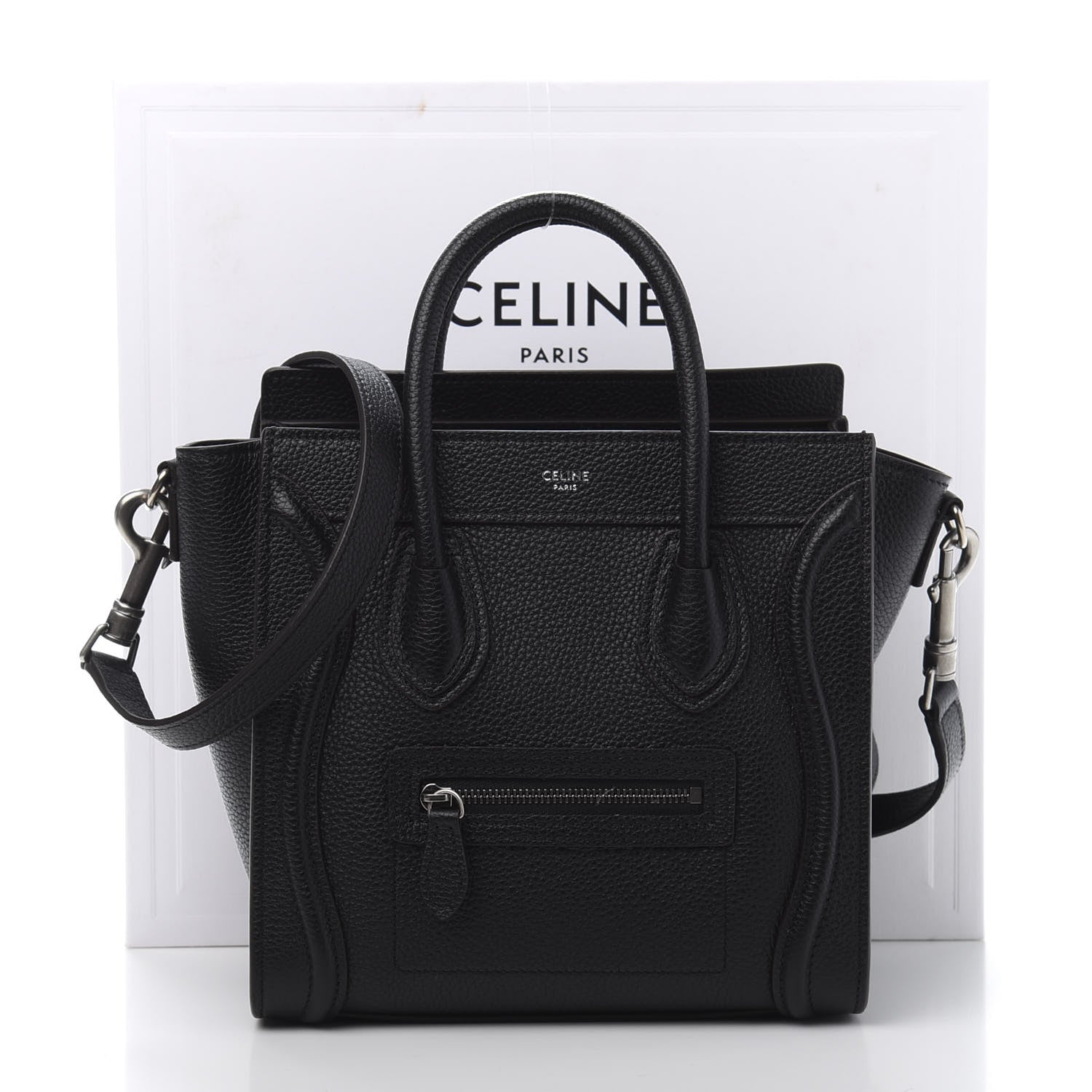 Celine Drummed Calfskin Nano Luggage Black 11 of 11