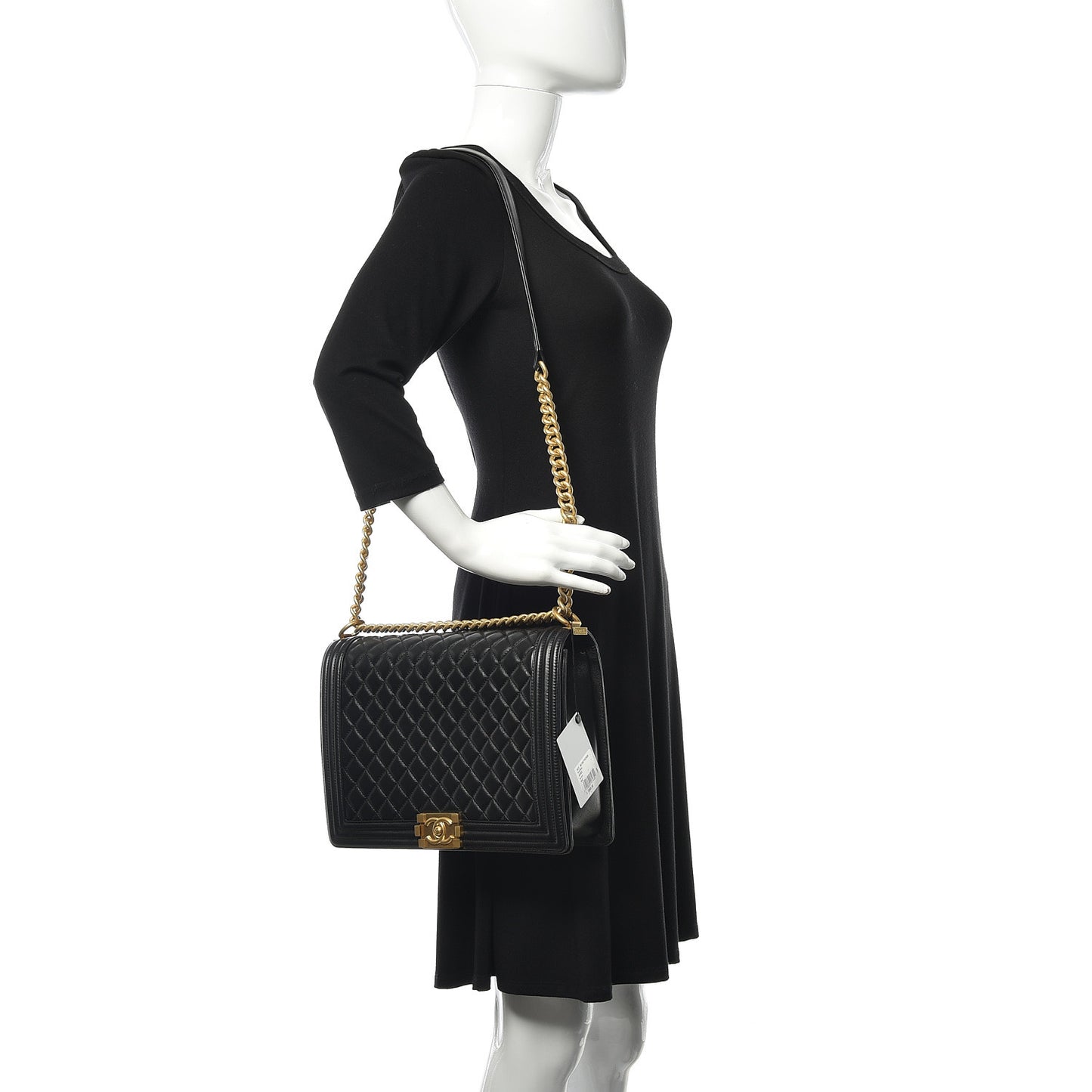 Lambskin Quilted Large Boy Flap Black