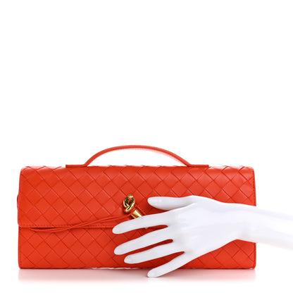 Bottega Veneta Nappa Intrecciato Long Andiamo Top Handle Clutch Orange 2 of 9