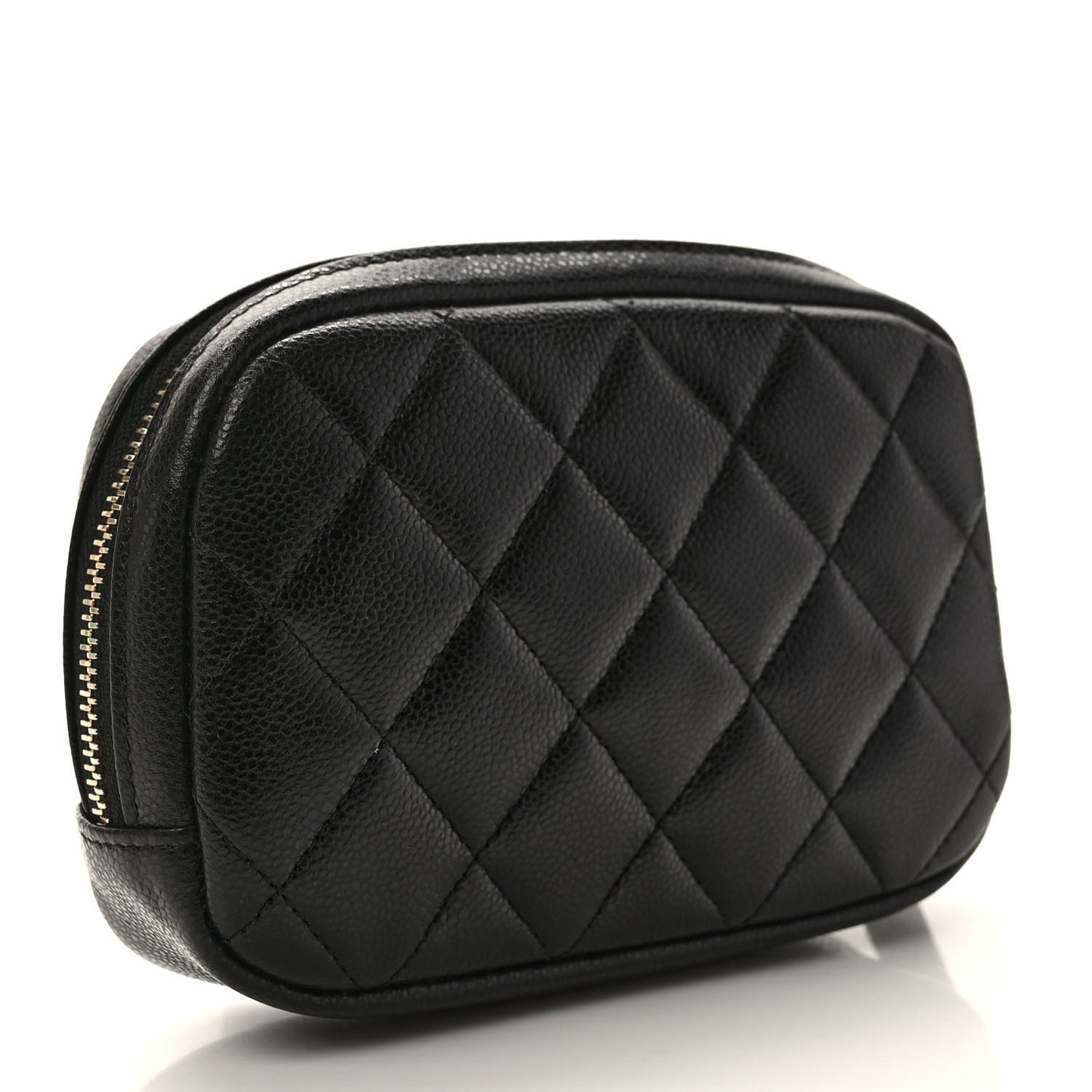 Caviar Quilted Small Curvy Pouch Cosmetic Case Black