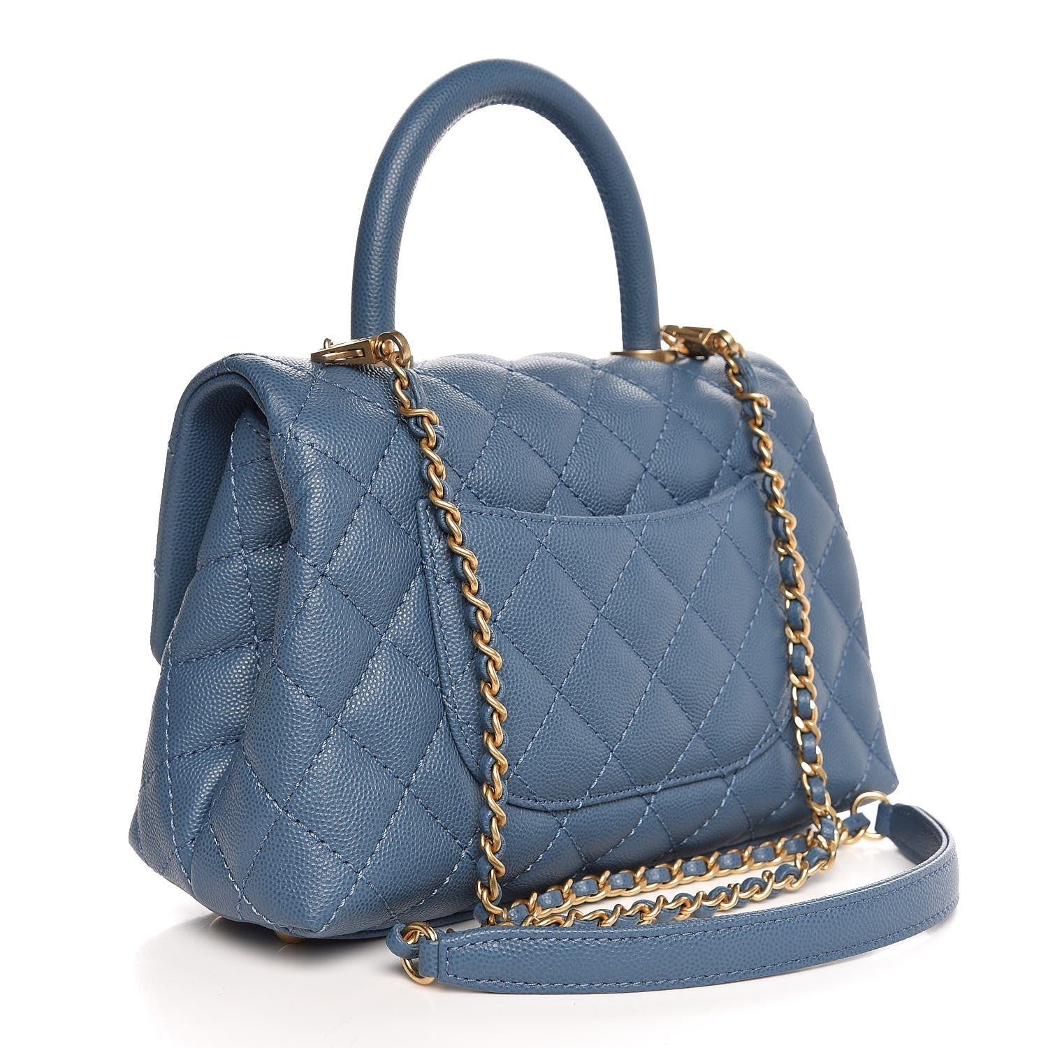 Chanel Caviar Quilted Mini Coco Handle Flap Blue 3 of 8