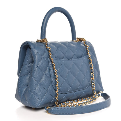 Chanel Caviar Quilted Mini Coco Handle Flap Blue 3 of 8