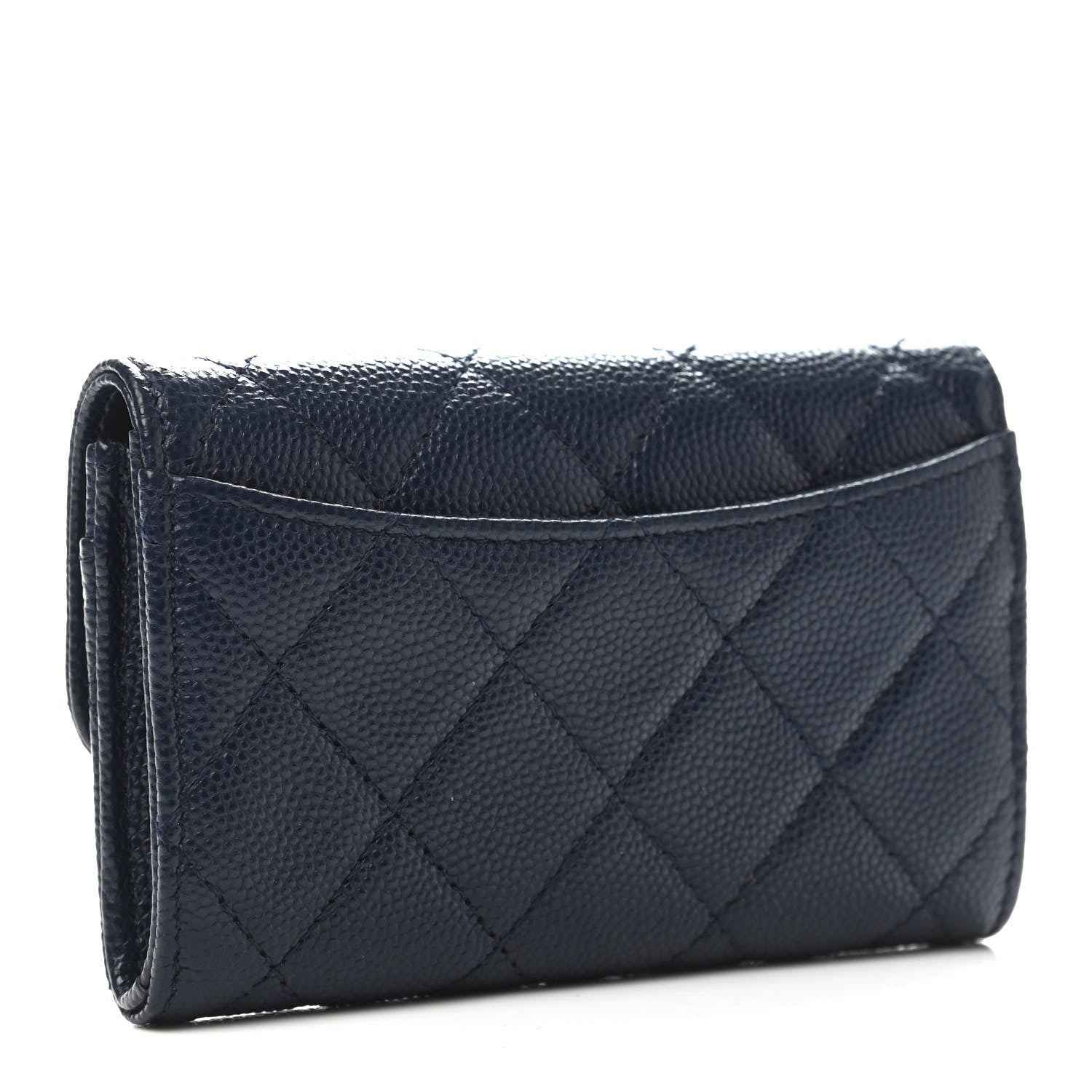 Chanel Caviar Quilted Flap Card Holder Wallet Navy Blue 2 of 4