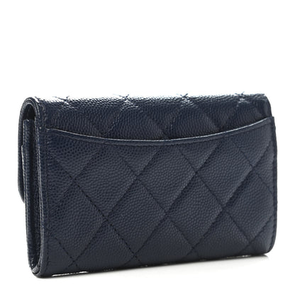 Chanel Caviar Quilted Flap Card Holder Wallet Navy Blue 2 of 4