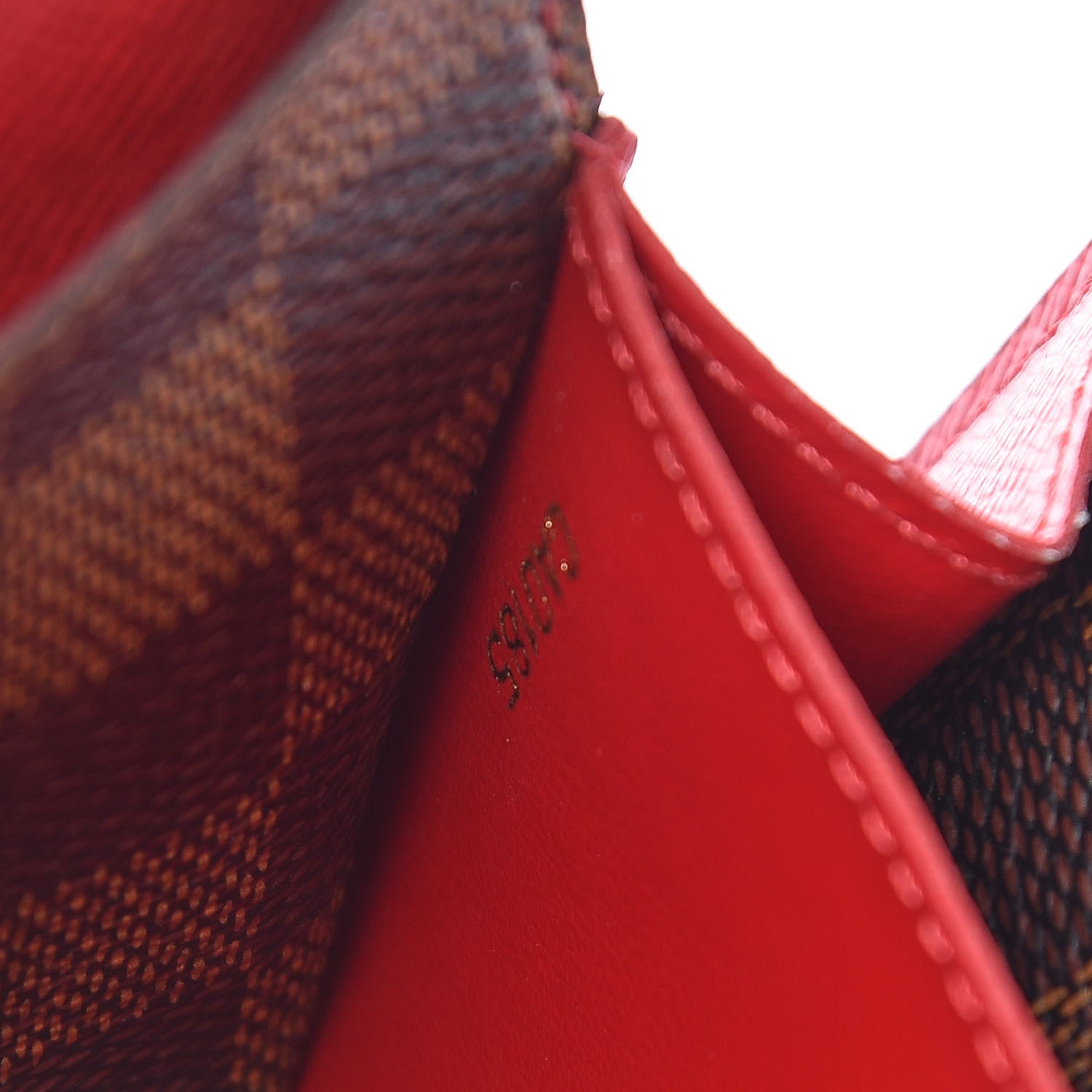 Louis Vuitton Damier Ebene Emilie Wallet Red 7 of 10