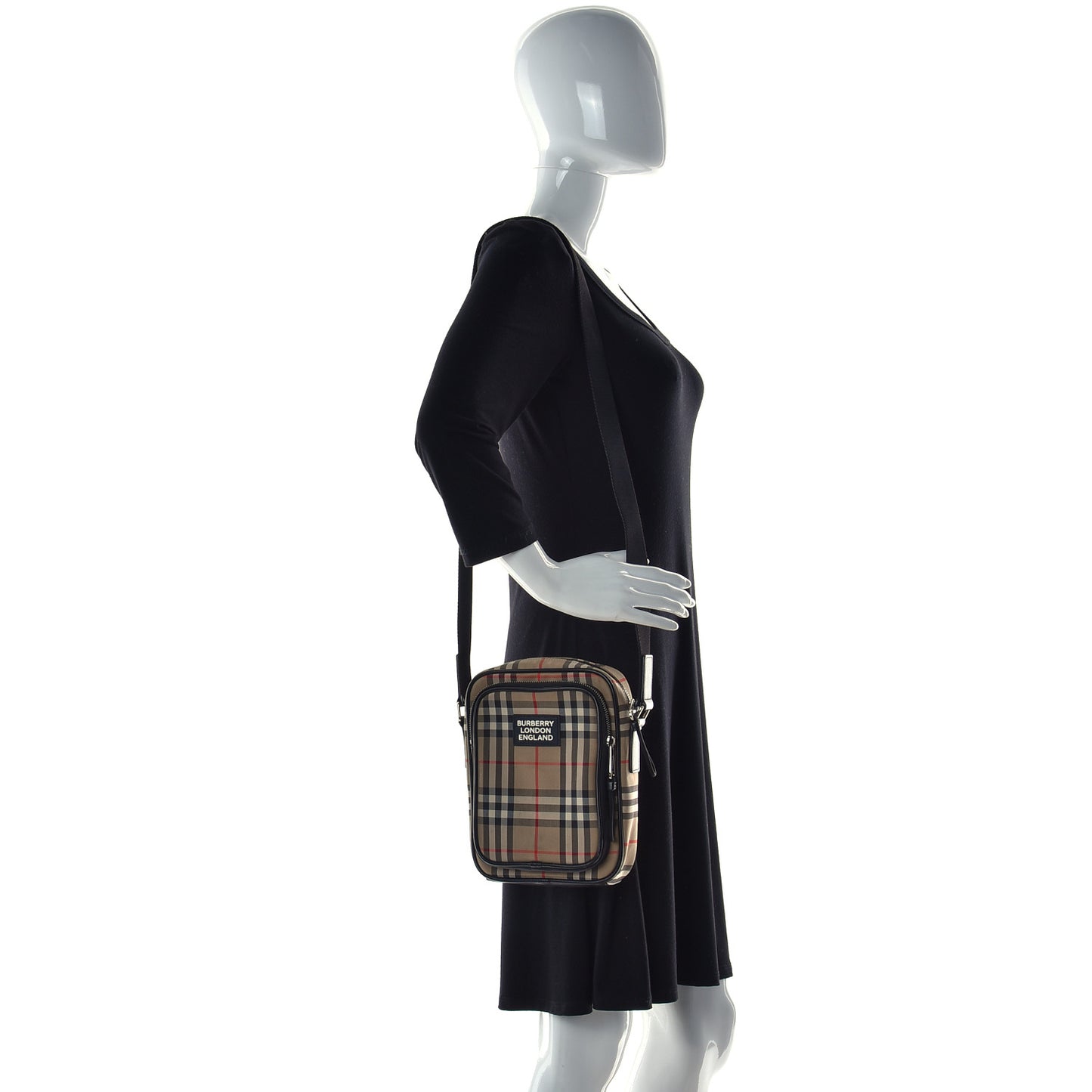 Canvas Calfskin Vintage Check Freddie Crossbody Bag Archive Beige