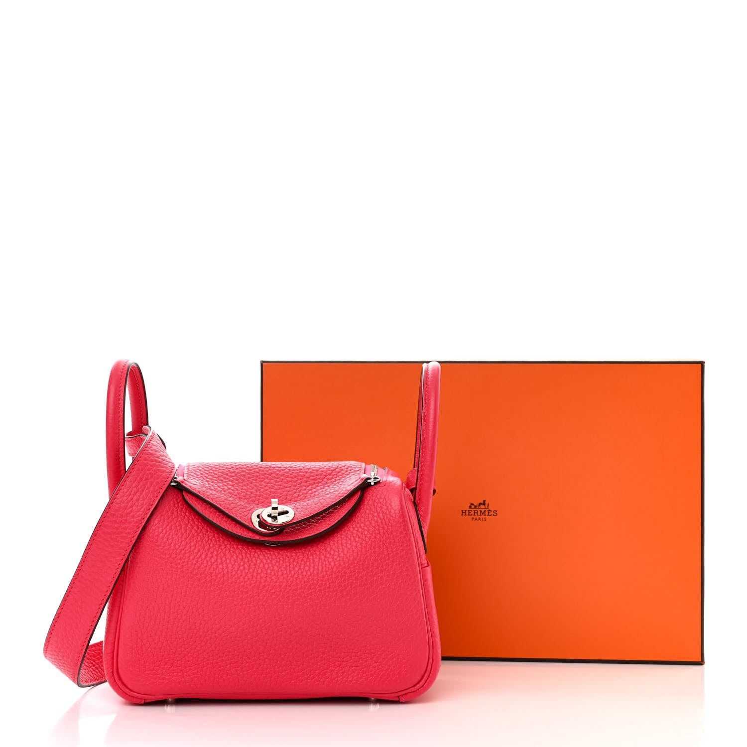 Hermes Taurillon Clemence Mini Lindy 20 Rose Extreme 11 of 11
