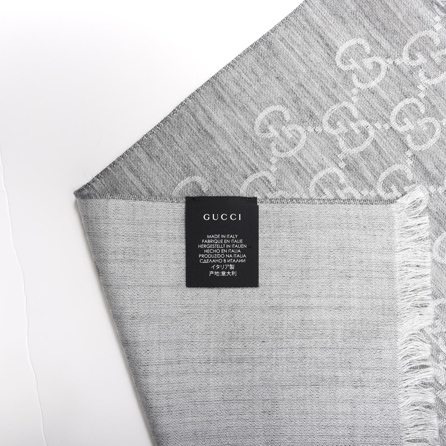Gucci Wool Silk GG Monogram GGNat Scarf Lead 4 of 4