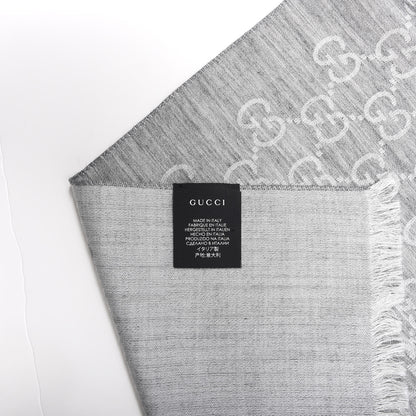 Gucci Wool Silk GG Monogram GGNat Scarf Lead 4 of 4