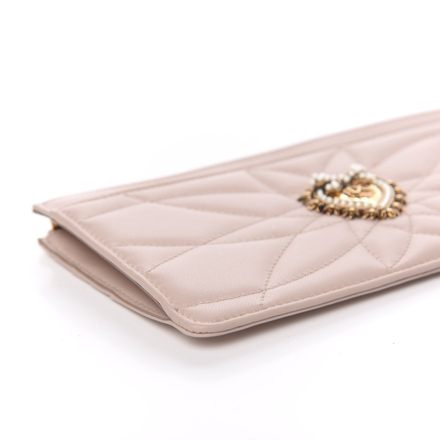 Nappa Matelasse Large Devotion Card Holder Cipria