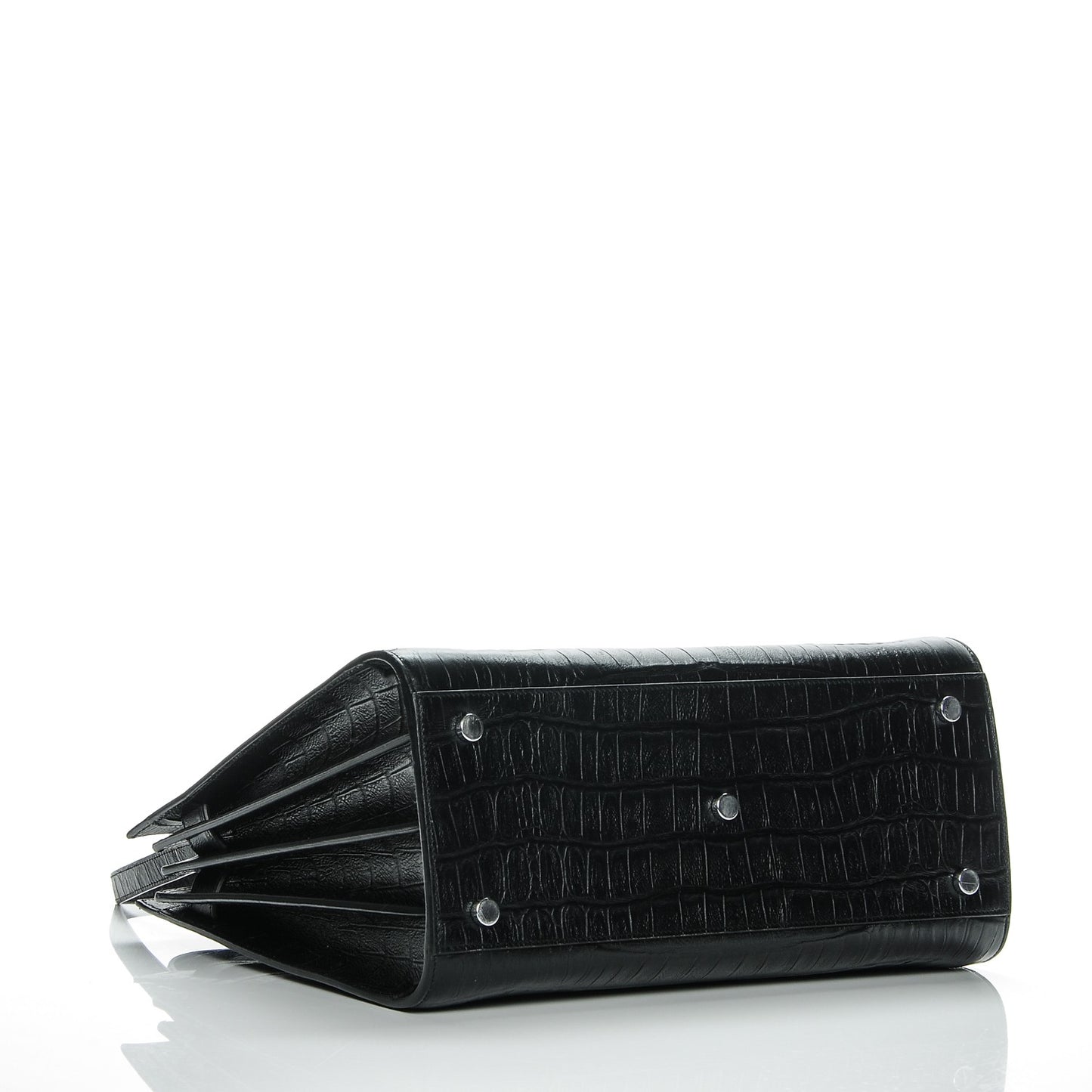 Calfskin Crocodile Embossed Small Sac de Jour Black
