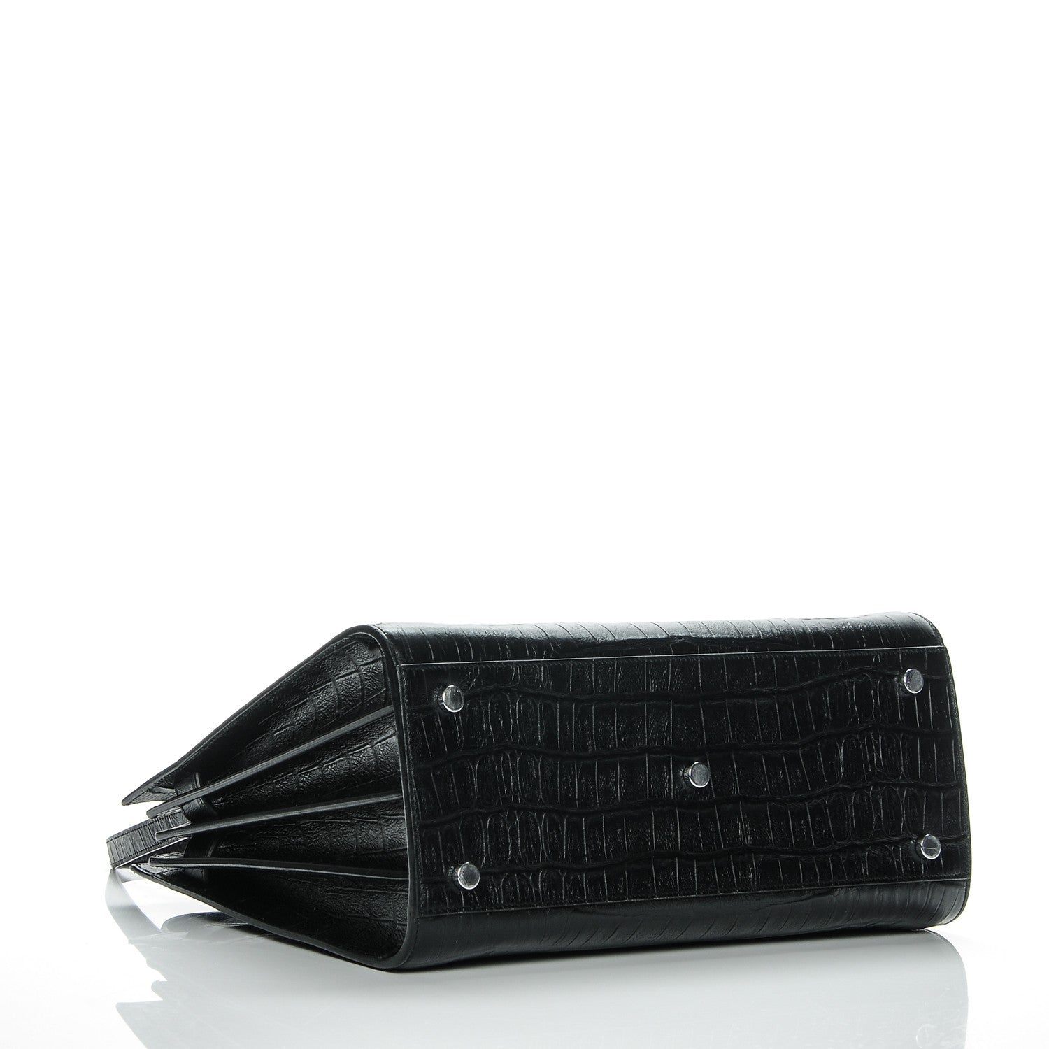 Saint Laurent Calfskin Crocodile Embossed Small Sac de Jour Black 4 of 7