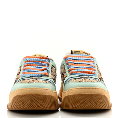 Gucci Lame Canvas Nubuck Crystal GG Monogram Womens Screener 50mm Sneakers 38 Beige Blue Orange 2 of 9