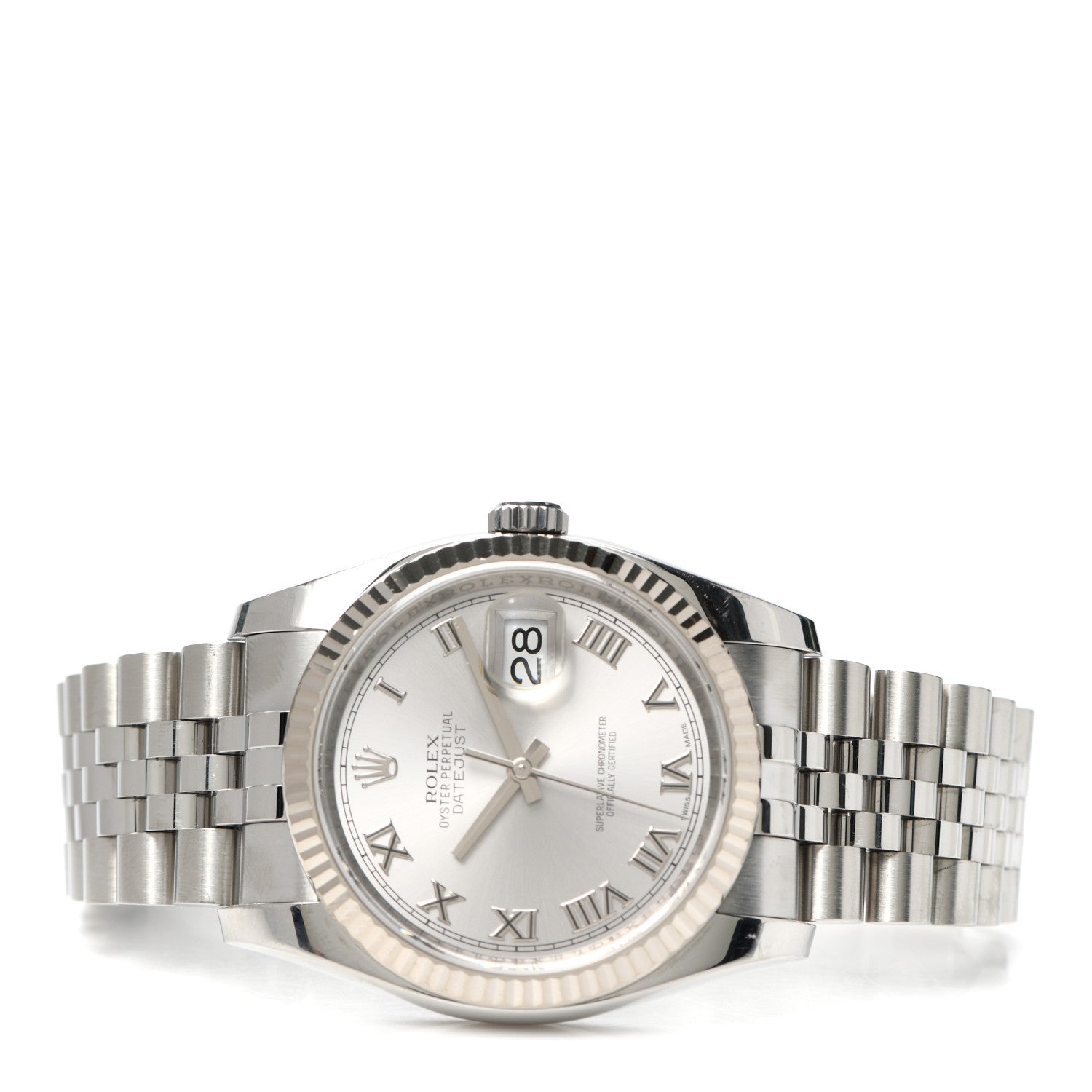 Rolex Stainless Steel 18K White Gold 36mm Oyster Perpetual Datejust Watch Silver Roman 116234 2 of 6