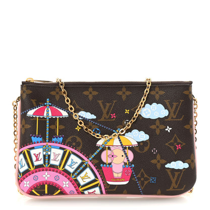 Louis Vuitton Monogram 2020 Christmas Animation Big Wheel Double Zip Pochette Rose Ballerine 1 of 9