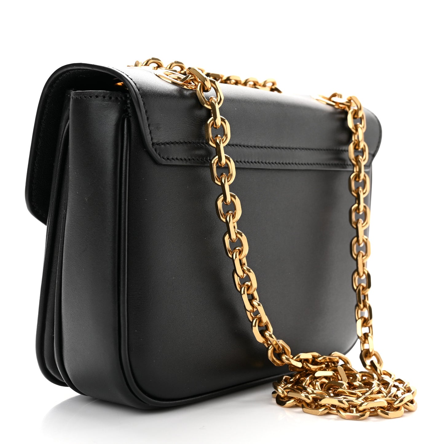 Shiny Calfskin Small C Bag Black
