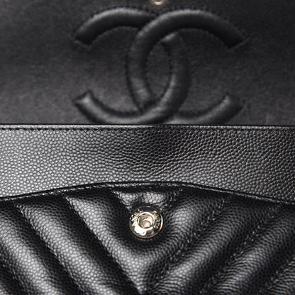 Chanel Caviar Chevron Quilted Medium Double Flap Black 11 of 18