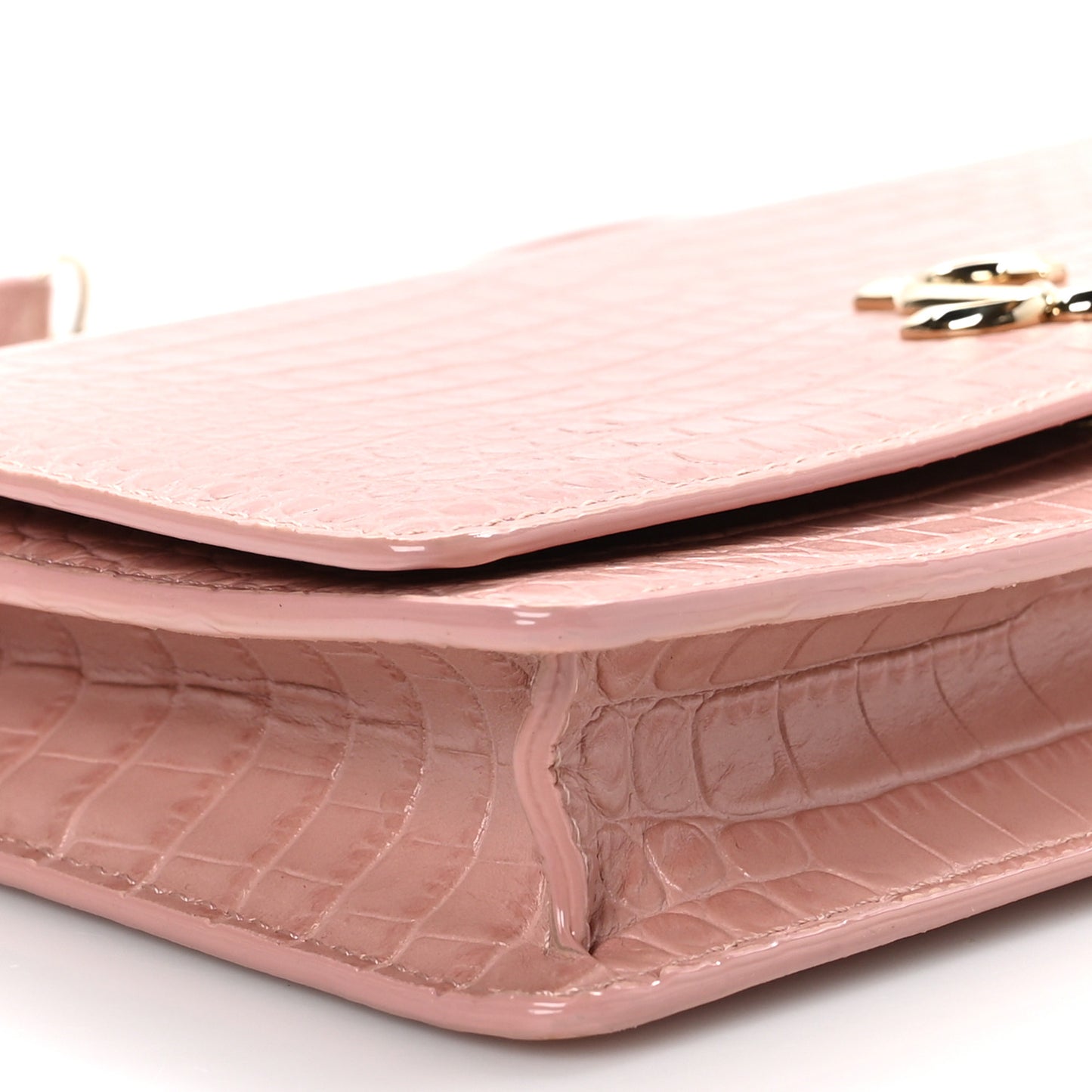 Calfskin Crocodile Embossed Palace Crossbody Blush