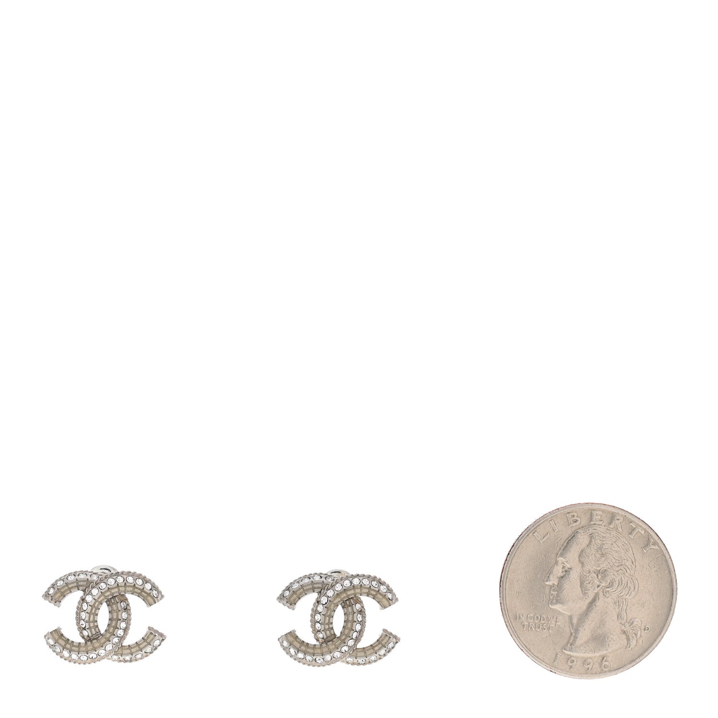 Enamel Crystal CC Earrings Silver