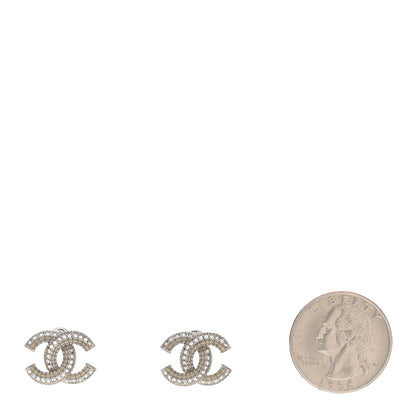 Chanel Enamel Crystal CC Earrings Silver 2 of 4