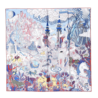 Hermes Silk Cosmographia Universalis Scarf 90 Ciel White Rouge 1 of 3