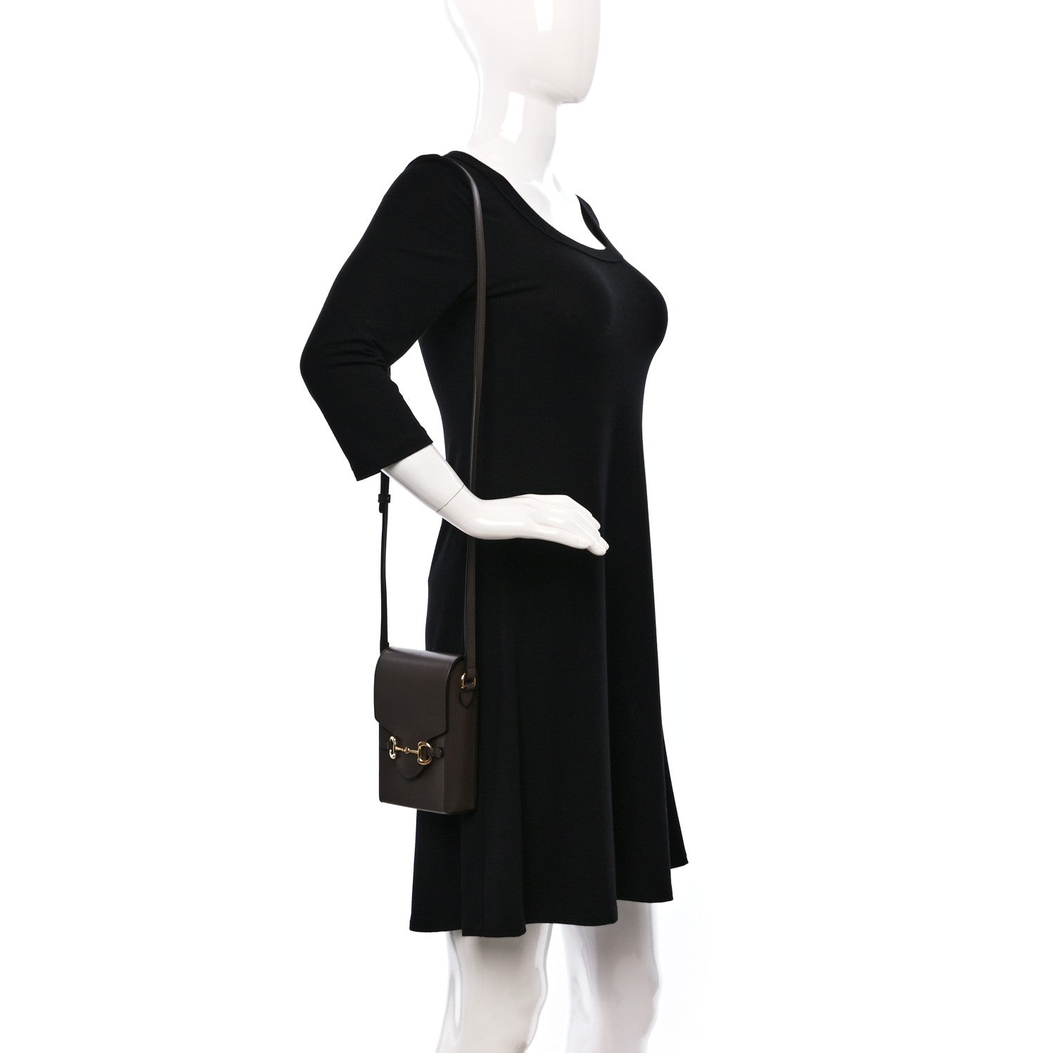 Gucci Boarded Plutone Calfskin Mini Horsebit 1955 Crossbody Bag New Acero 2 of 10