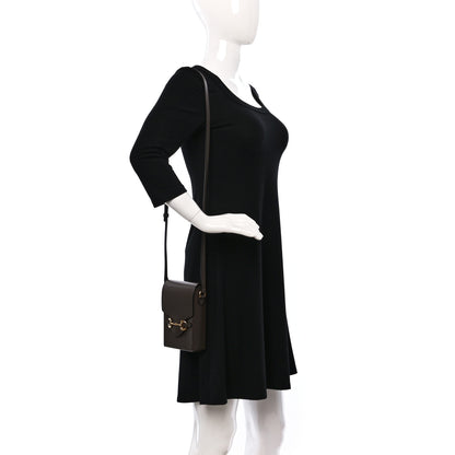 Gucci Boarded Plutone Calfskin Mini Horsebit 1955 Crossbody Bag New Acero 2 of 10