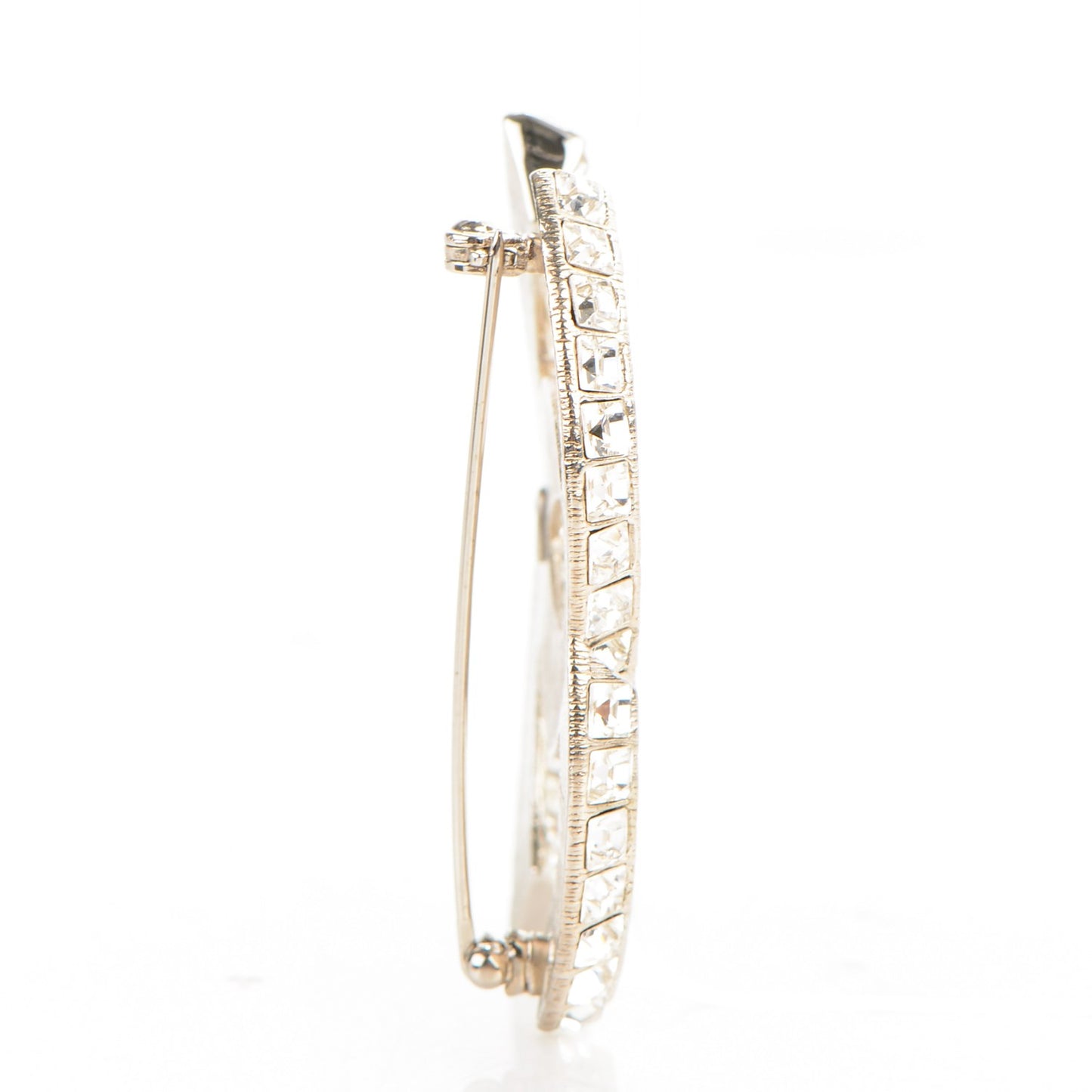 Baguette Crystal CC Brooch Silver
