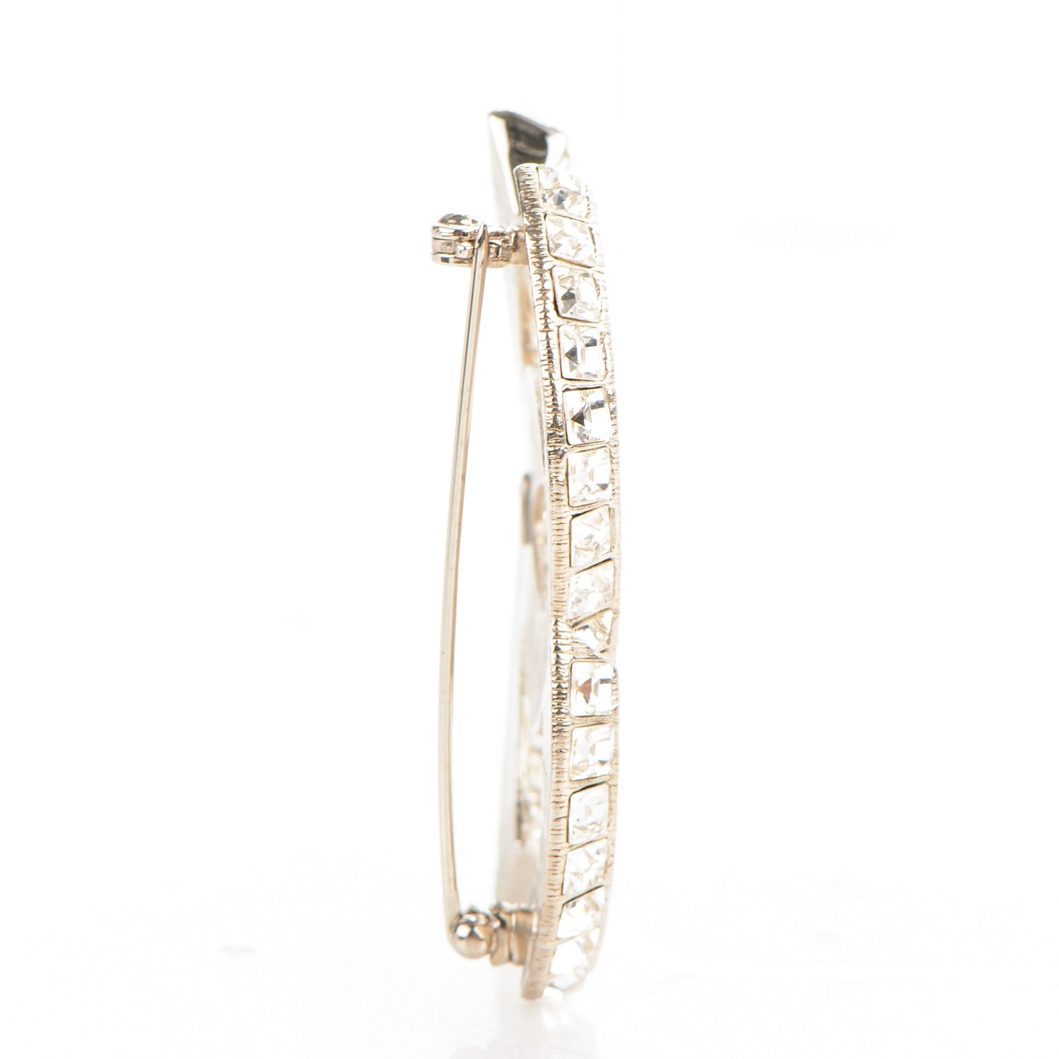 Chanel Baguette Crystal CC Brooch Silver 5 of 5