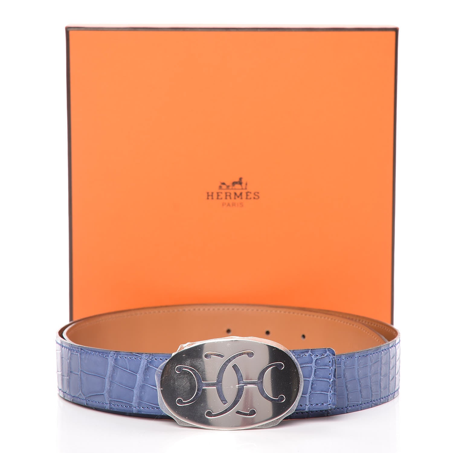 Hermes Matte Porosus Crocodile 32mm Philippine Belt 90 Bleu Brighton 9 of 9