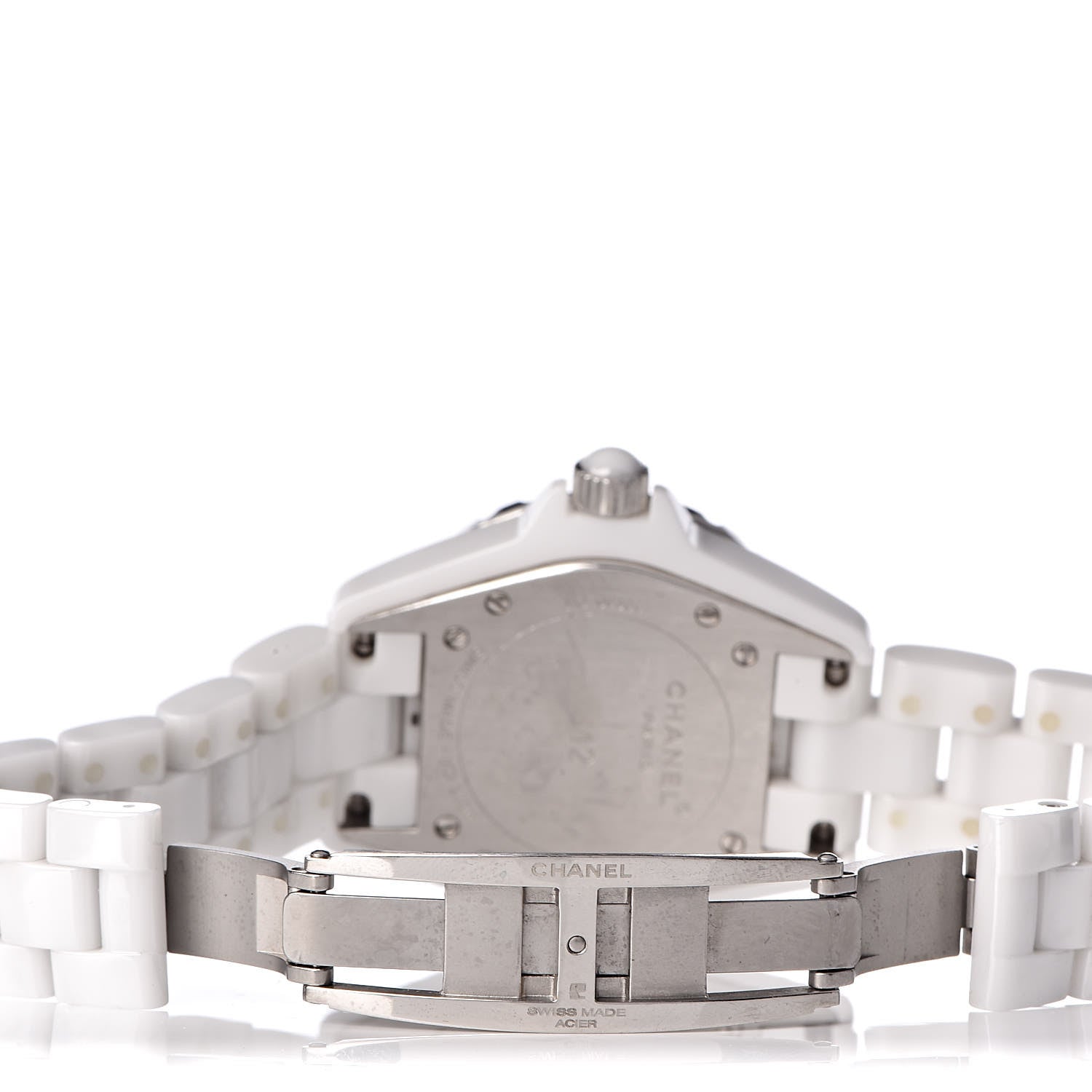 Chanel Stainless Steel Ceramic Diamond 33mm J12 Quartz Watch White 5 of 6