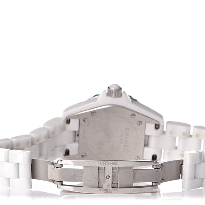 Chanel Stainless Steel Ceramic Diamond 33mm J12 Quartz Watch White 5 of 6
