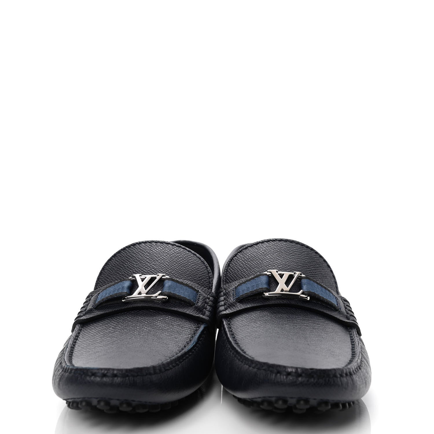 Louis Vuitton Taiga Mens Hockenheim Moccasin Loafers 7.5 Blue Marine 2 of 4
