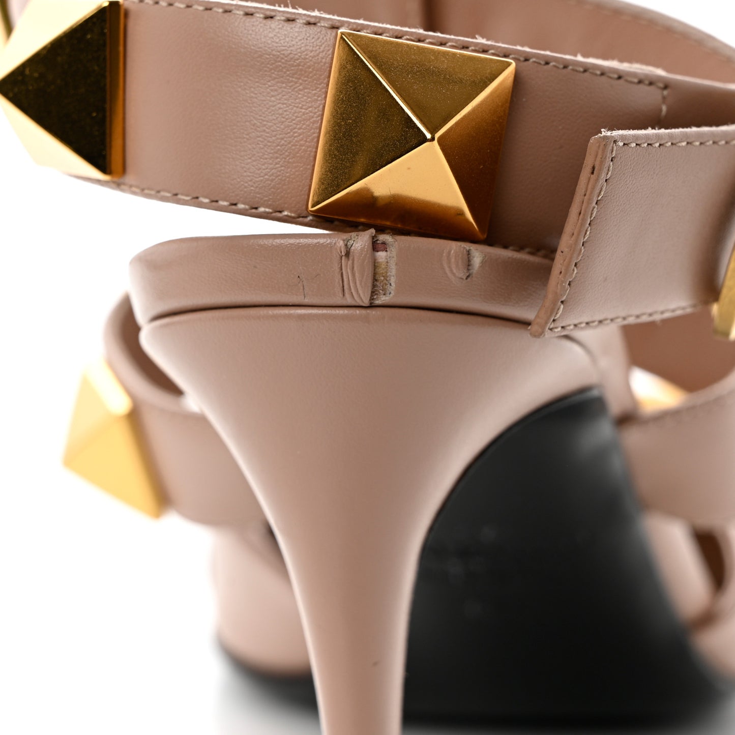 Calfskin Roman Stud Ankle Strap 80mm Pumps 37.5 Rose Cannelle
