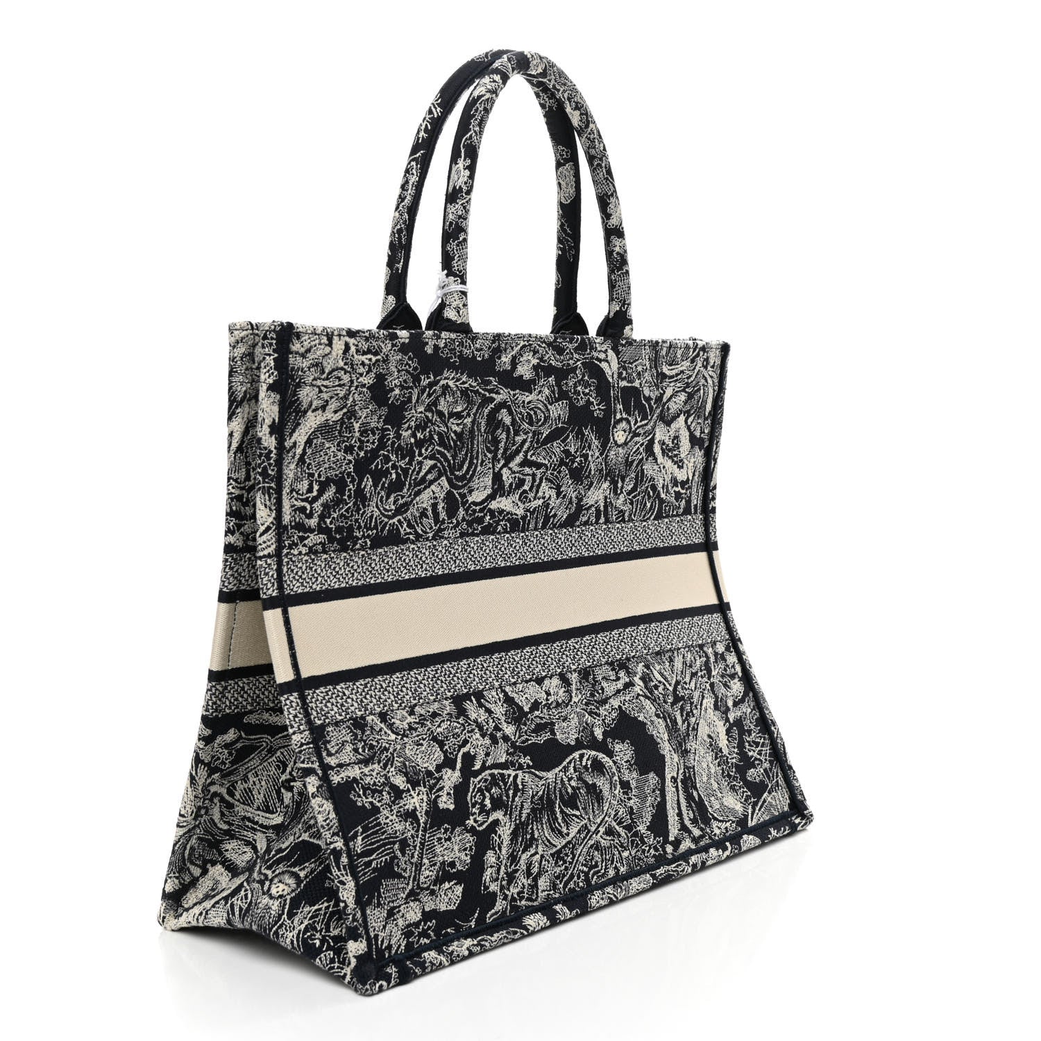 Christian Dior Canvas Embroidered Large Dioriviera Toile De Jouy Reverse Book Tote Blue 3 of 9