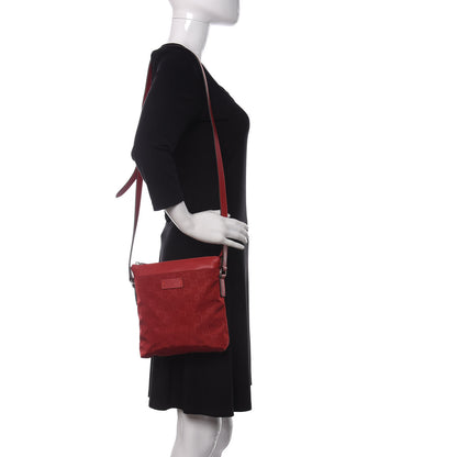 Gucci Nylon Monogram Dollar Calfskin Small Flat Messenger Bag Vibrant Red 2 of 9