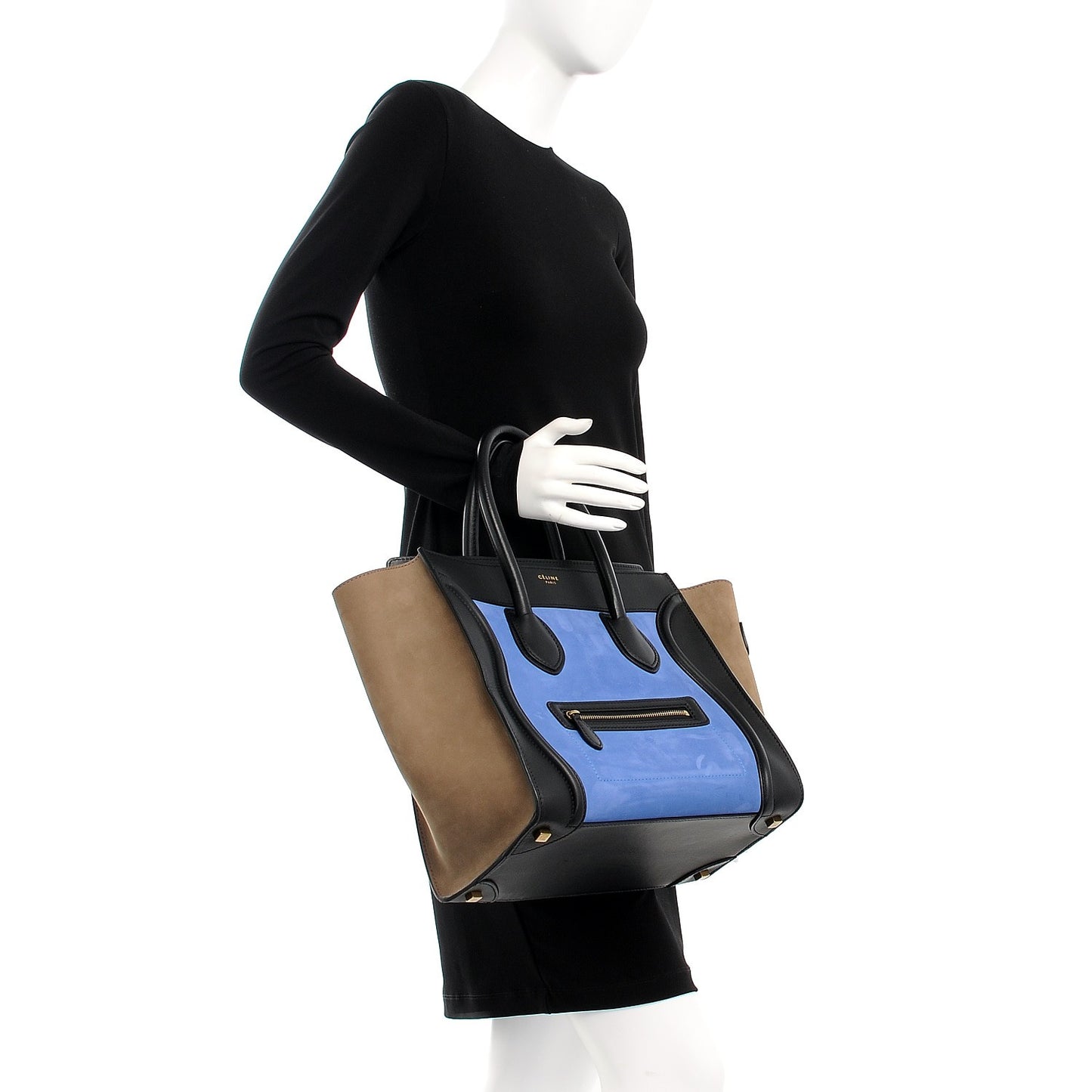 Nubuck Smooth Calfskin Mini Tri-Color Luggage Royal Blue