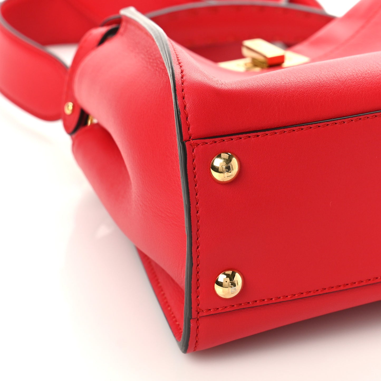 Vitello Seta Canvas FF Embroidered Mini Peekaboo Iconic Satchel Rosso Cardinale Multicolor