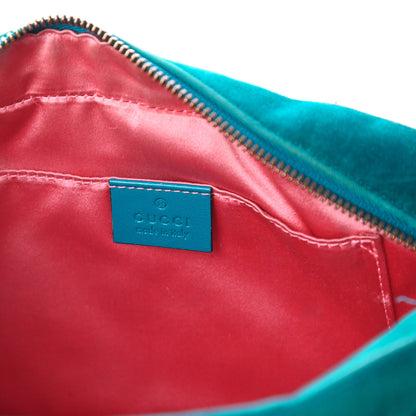 Gucci Velvet Matelasse Small GG Marmont Chain Shoulder Bag Pavone Cyan 7 of 11