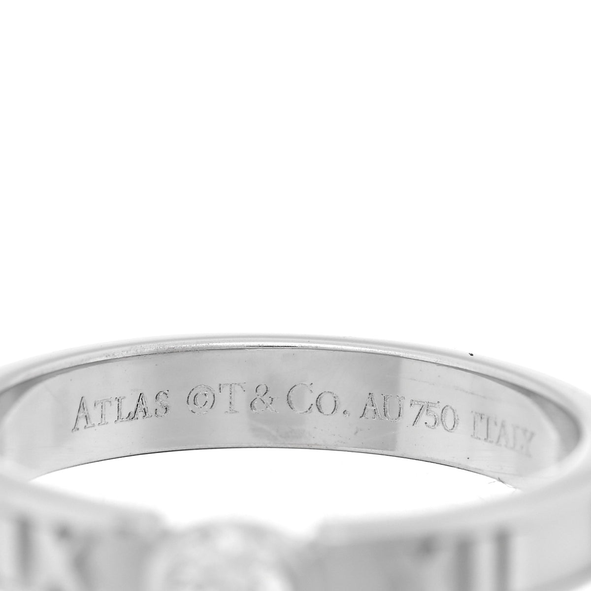 Tiffany 18K White Gold Diamond Atlas Solitaire Band Ring 49 5 4 of 4