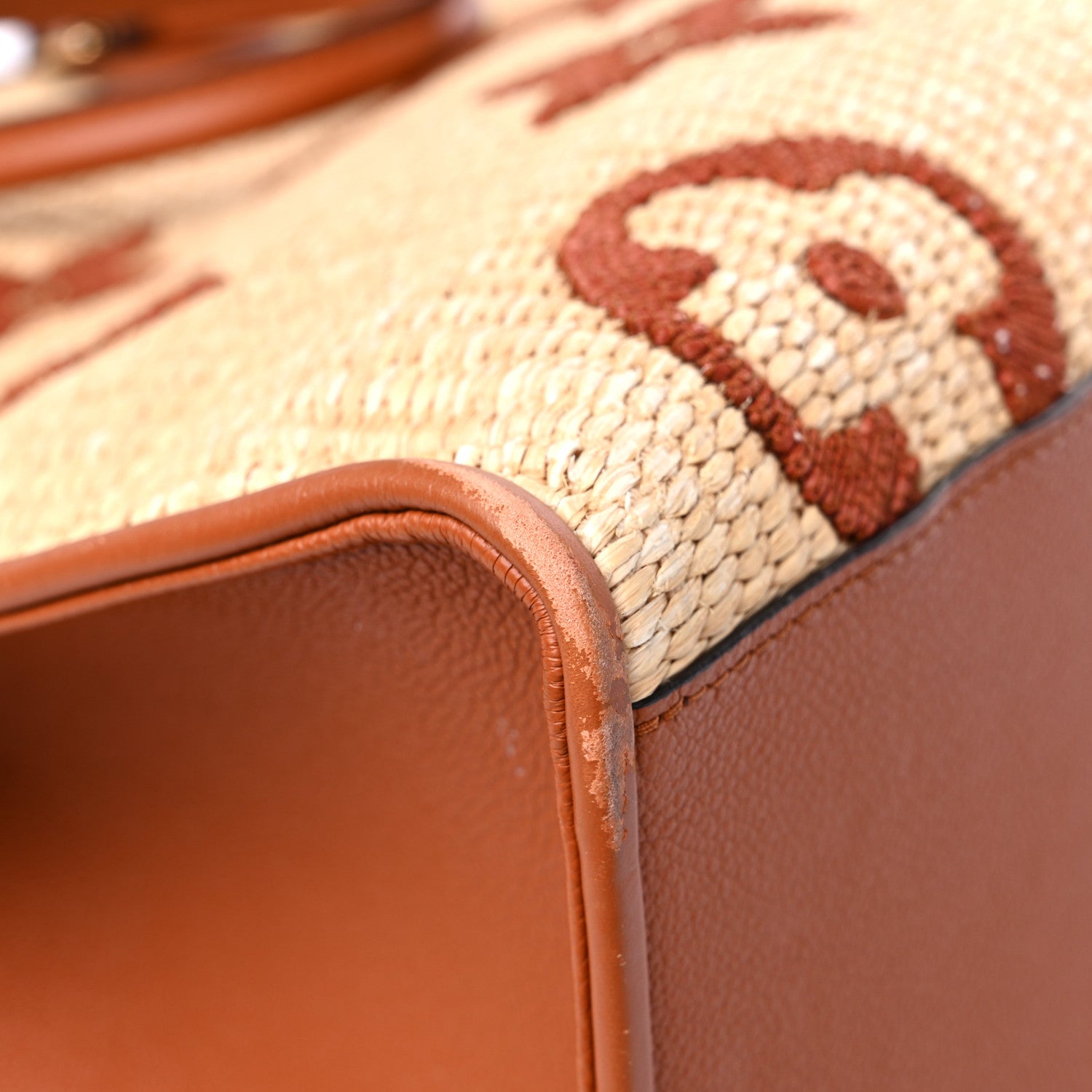 Louis Vuitton Raffia Calfskin Monogram Giant Onthego GM Tan 9 of 21