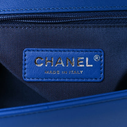 Chanel Lambskin Chevron Quilted New Medium Boy Flap Bright Blue 6 of 10