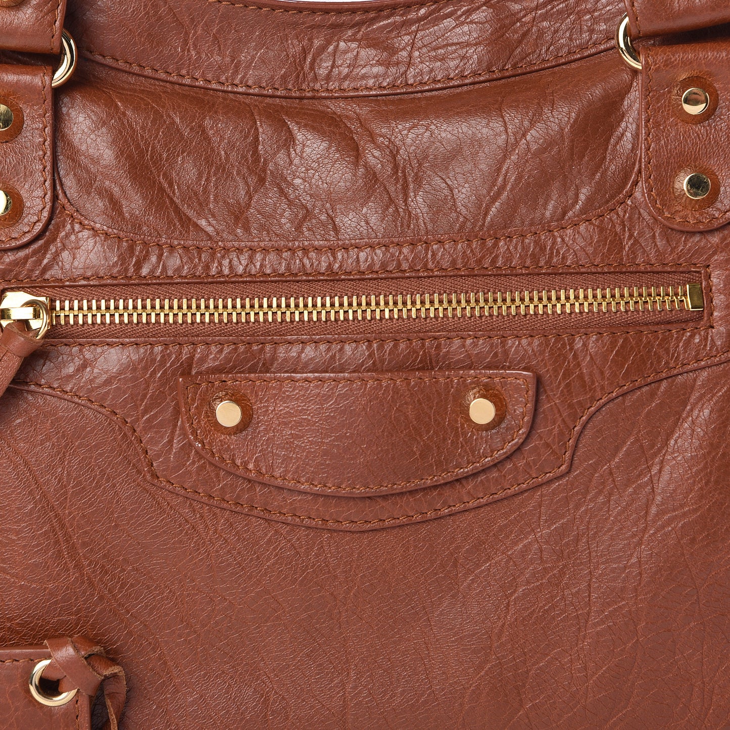 Agneau Classic Gold Hardware City Marron Cognac