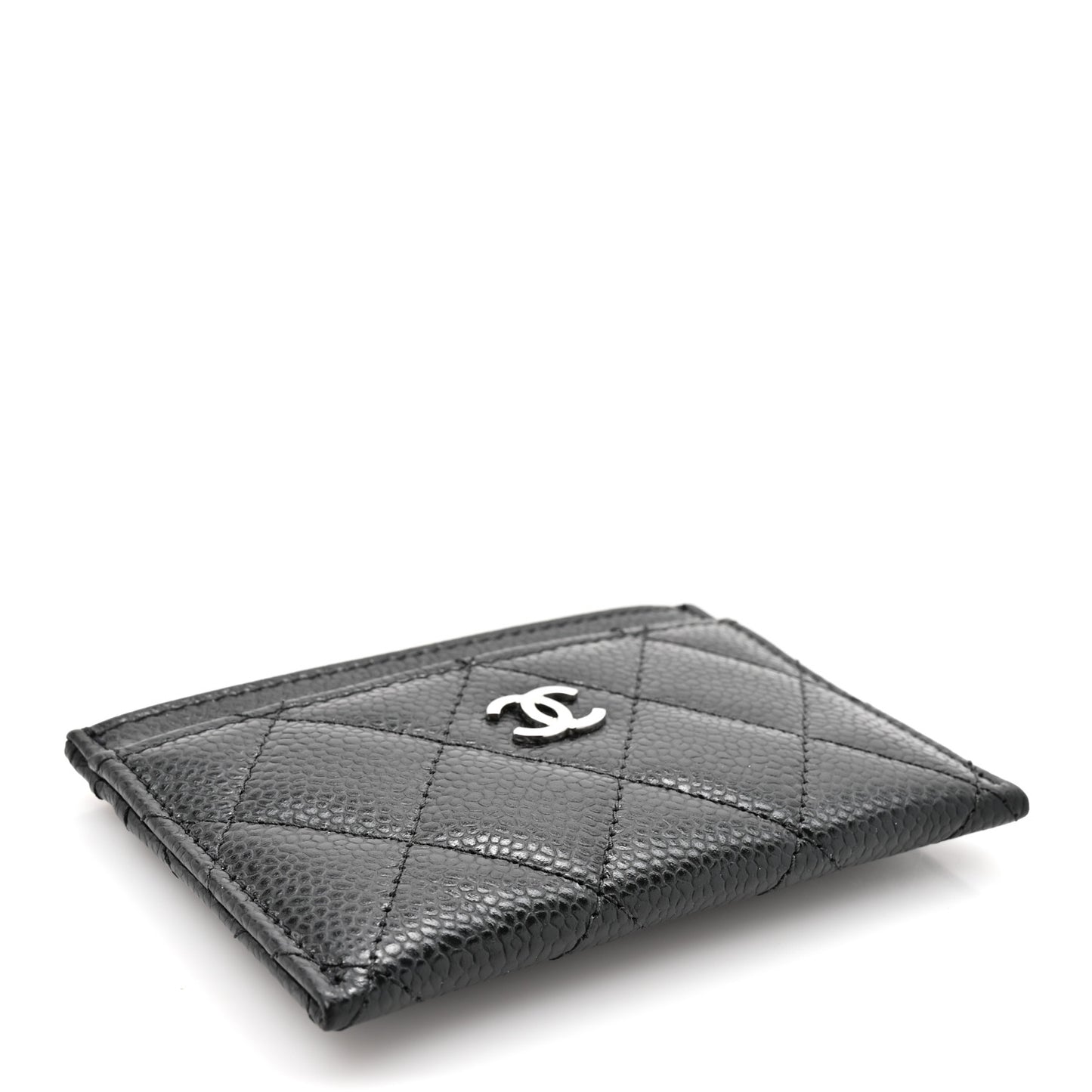 Caviar Quilted Card Holder Black