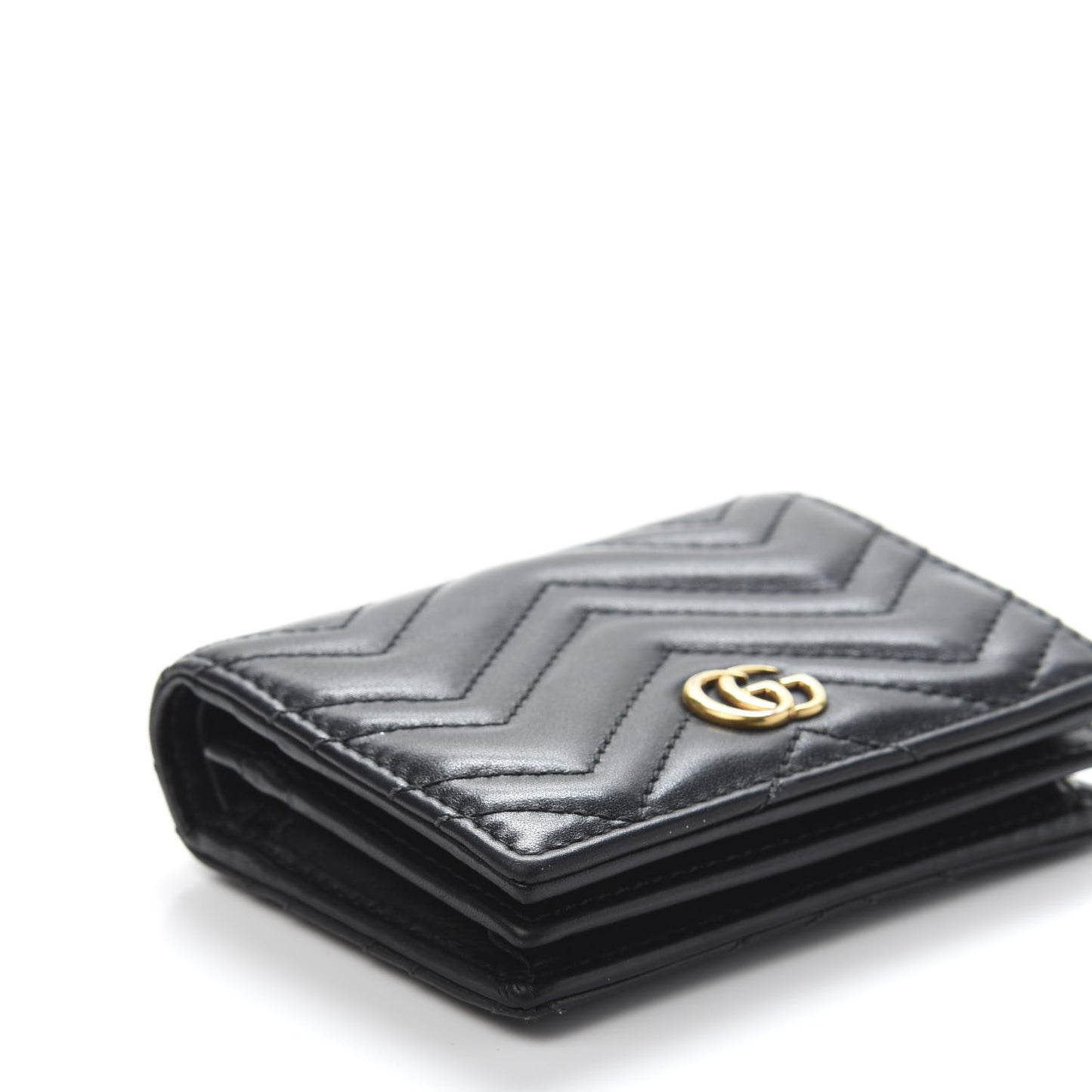 Calfskin Matelasse GG Marmont Card Case Wallet Black