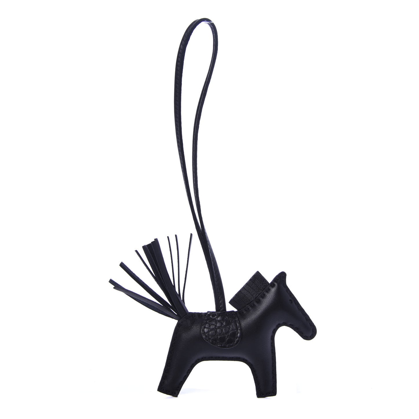 Milo Lambskin Matte Alligator Touch Grigri Rodeo Horse Bag Charm PM So Black