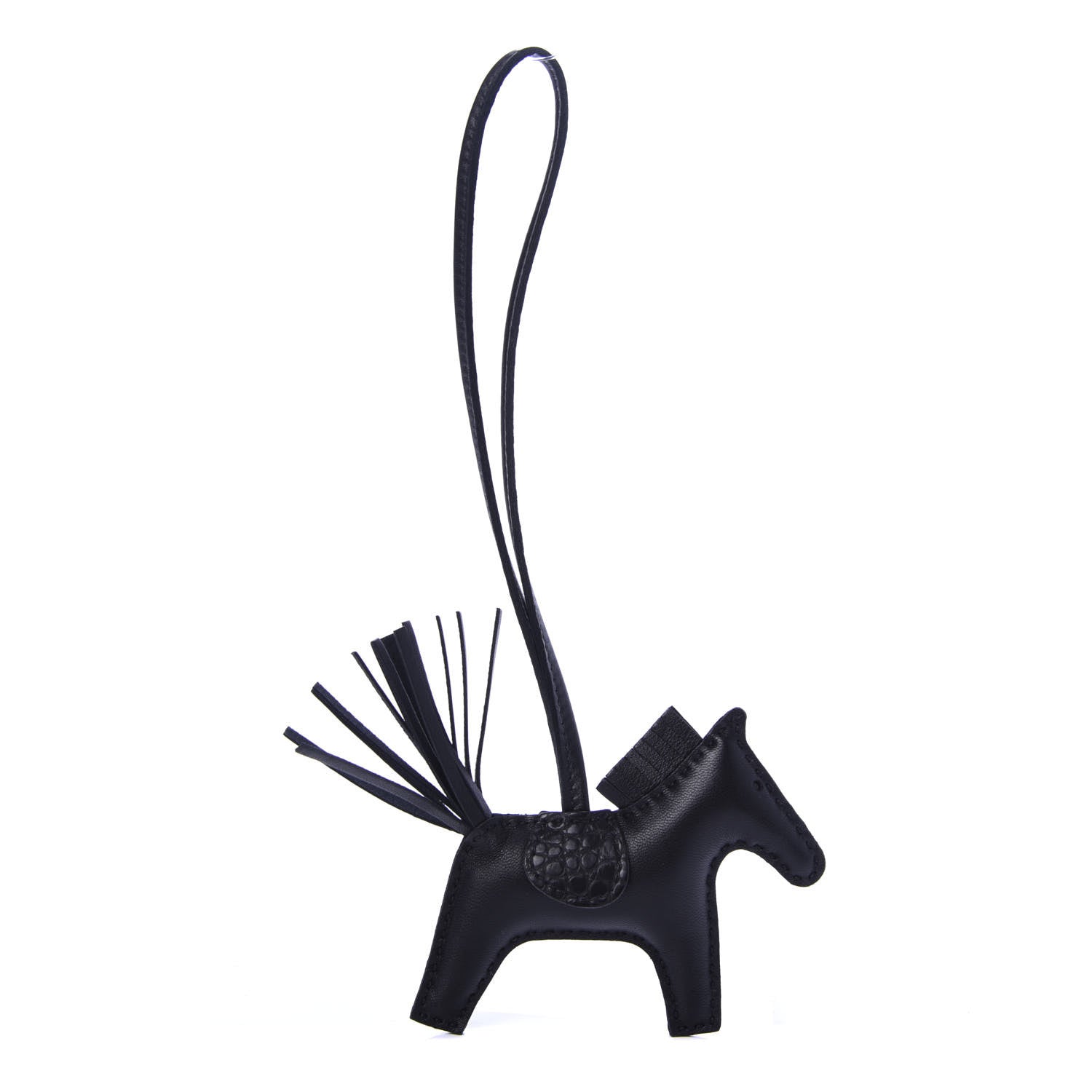Hermes Milo Lambskin Matte Alligator Touch Grigri Rodeo Horse Bag Charm PM So Black 1 of 4