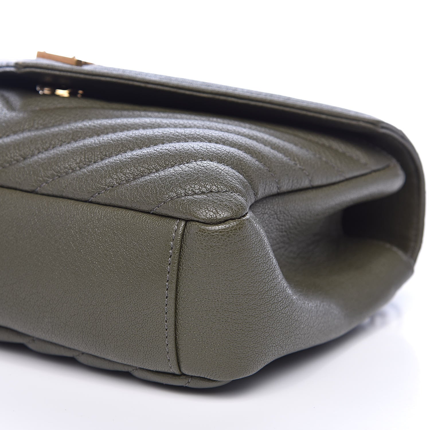 Saint Laurent Sheepskin Matelasse Chevron Monogram Medium College Bag Military Green 10 of 12