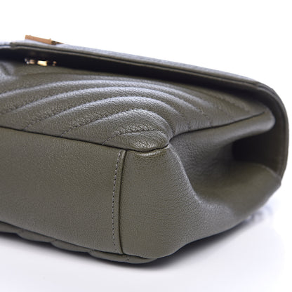 Saint Laurent Sheepskin Matelasse Chevron Monogram Medium College Bag Military Green 10 of 12