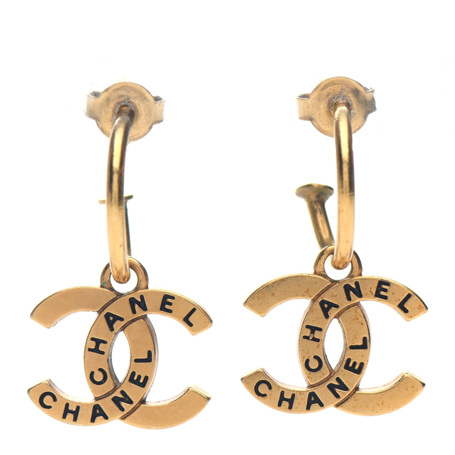 Chanel Metal CC Drop Earrings Gold 1 of 3